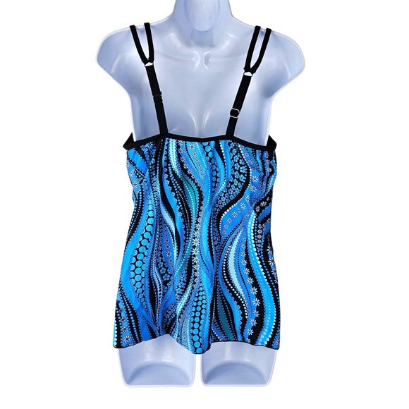 Yonique Womens Large Blue Tankini Swimsuit With Adjustable Straps & Boyshorts - Picture 4 of 13